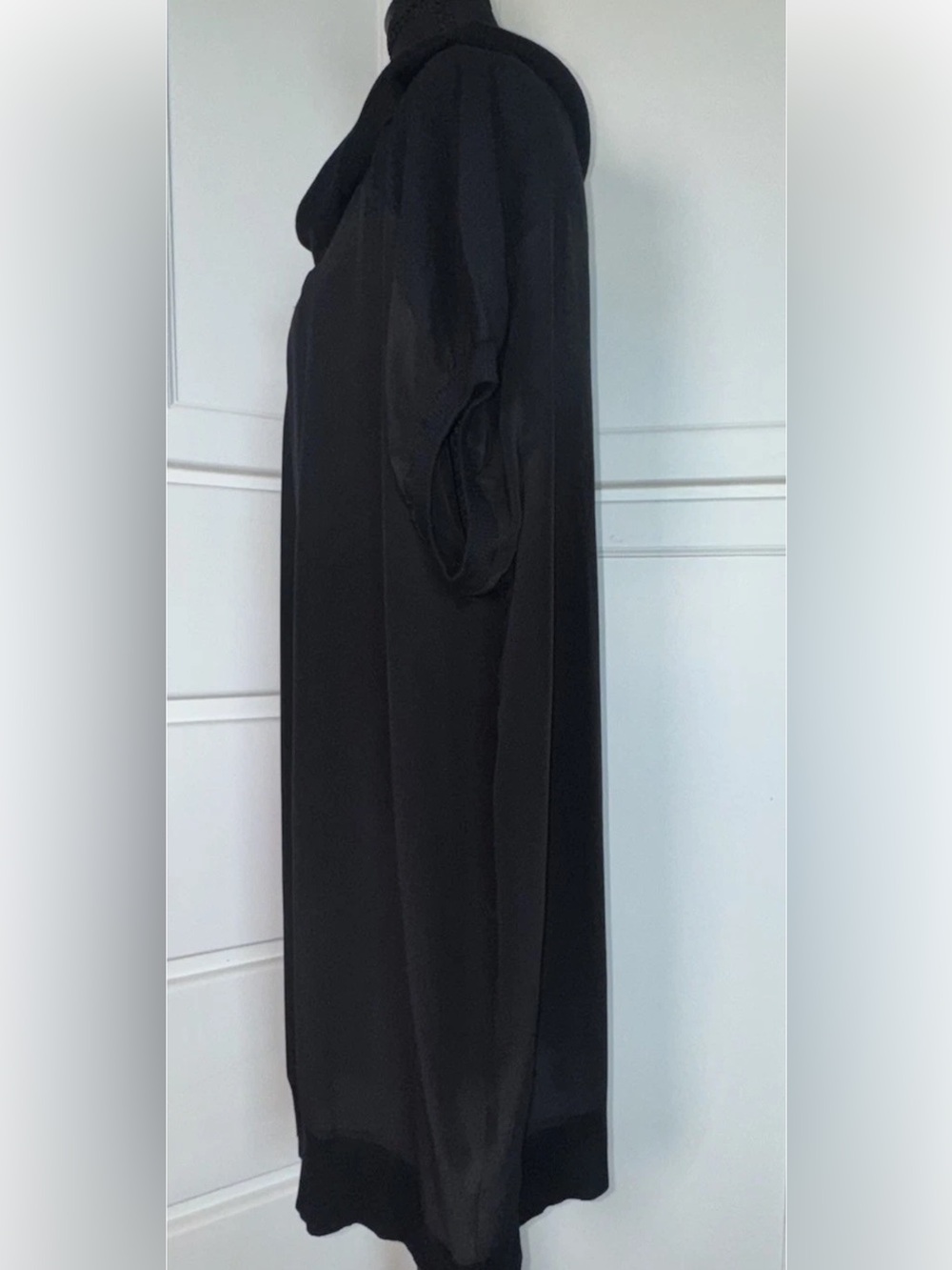 Persona Marina Rinaldi Dress L Black 100% Silk Wool Cashmere Cowl NWT $415 - Picture 4 of 14